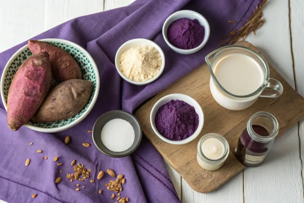 The Royal Hue: Crafting Your Own Ube Milk Tea 6 Ingredients for making ube milk tea