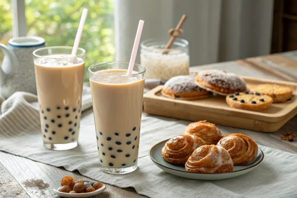Light & Lovely: Crafting Your Own Almond Milk Boba Tea 6 Almond milk boba tea served with pastries